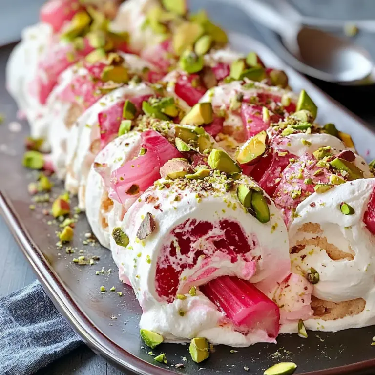 Pavlova roulée rhubarbe mascarpone