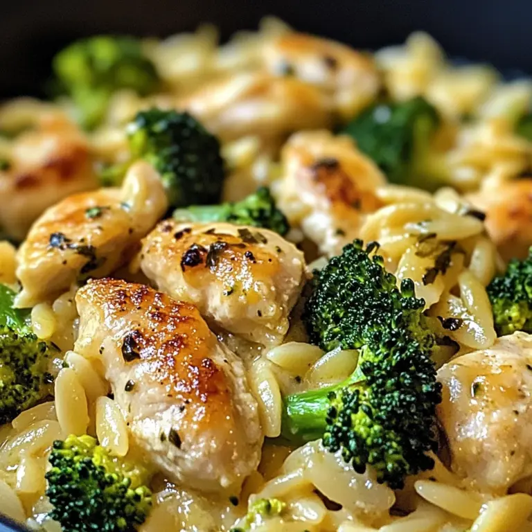 Poulet brocoli orzo au cheddar