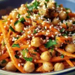 Salade de Carottes Épiciées et de Pois Chiches avec Sauce Tahini 