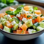 Salade de melon, concombre et feta