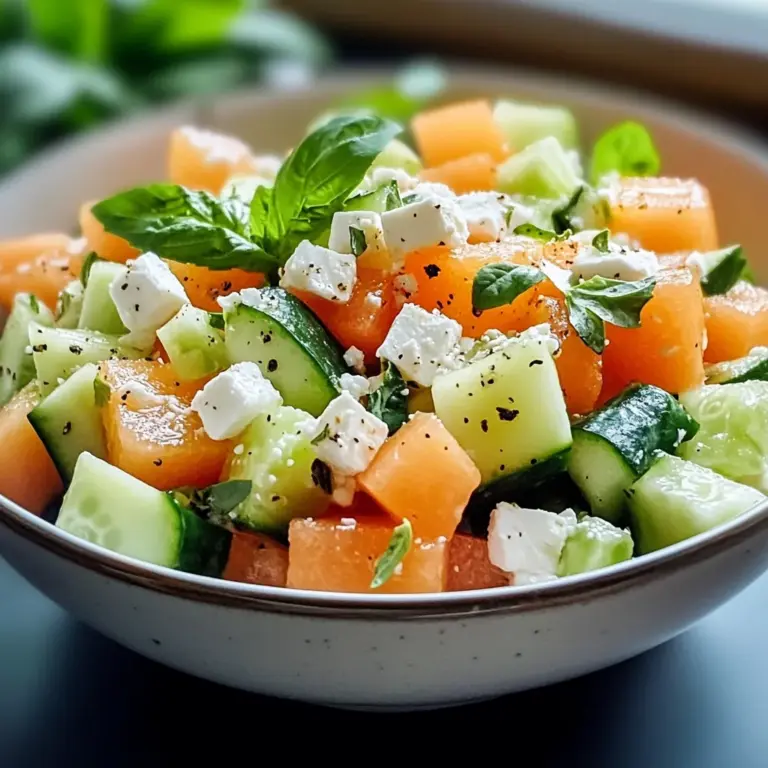 Salade de melon, concombre et feta