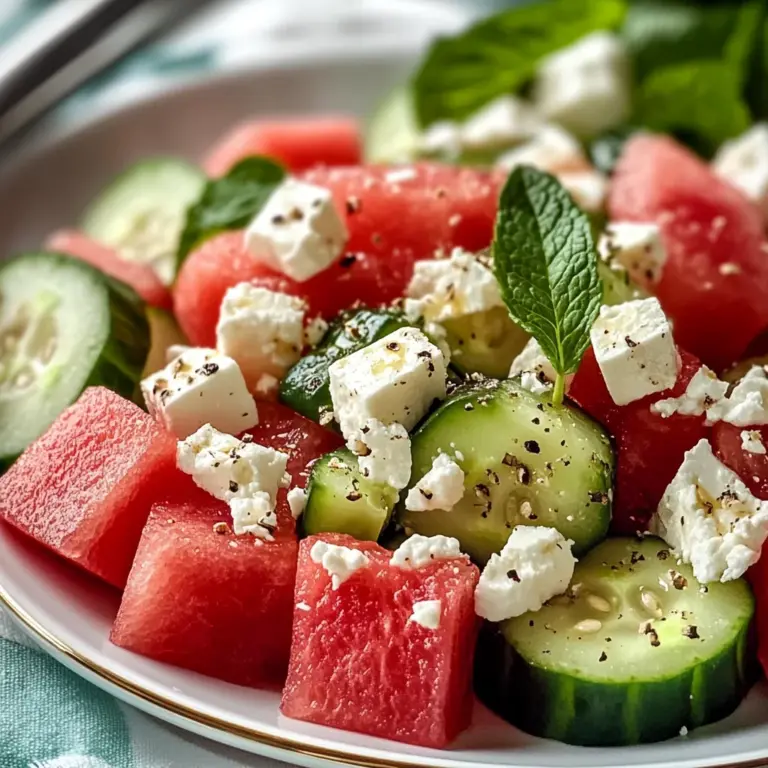 Salade de pastèque, concombre et feta
