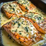 Saumon au four avec sauce crémeuse au beurre et citron