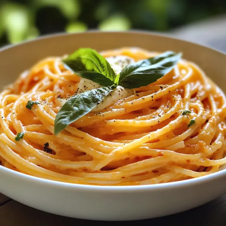 Spaghetti à la Crème de Poivron Rouge et Mozzarella