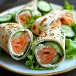 Wraps au fromage frais, concombre et saumon fumé