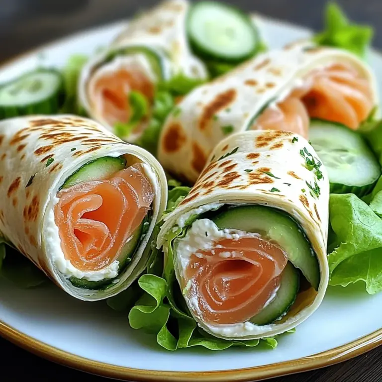 Wraps au fromage frais, concombre et saumon fumé